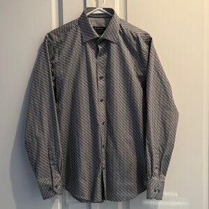 Bugatchi Men's Checkered Shirt,  Contrasting Collar & Cuffs, Size S Shaped Fit